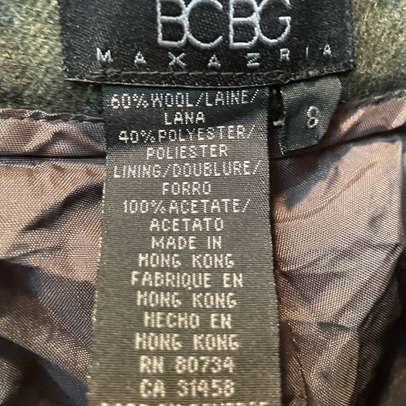 VINTAGE BCBG Y2K LOW RISE GREEN WOOL STRAIGHT LEG WORK TROUSERS SIZE 8 - Picture 4 of 5